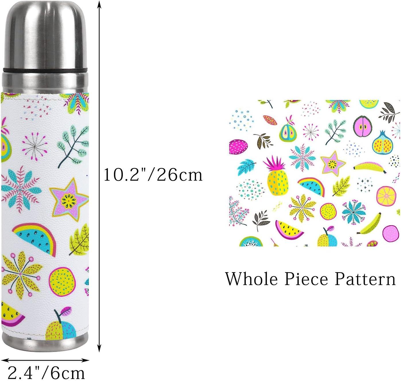 Insulated Mug Stainless Steel Water Bottle Floral Fruits Vegetables Vacuum Cup Travel Mug For Travel School Office