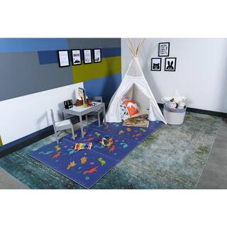 Norsk Reversible DinoAqua Children's Designer 24 in. x 24 in. x 0.47 in. Foam Mats (4-Pack) 270247