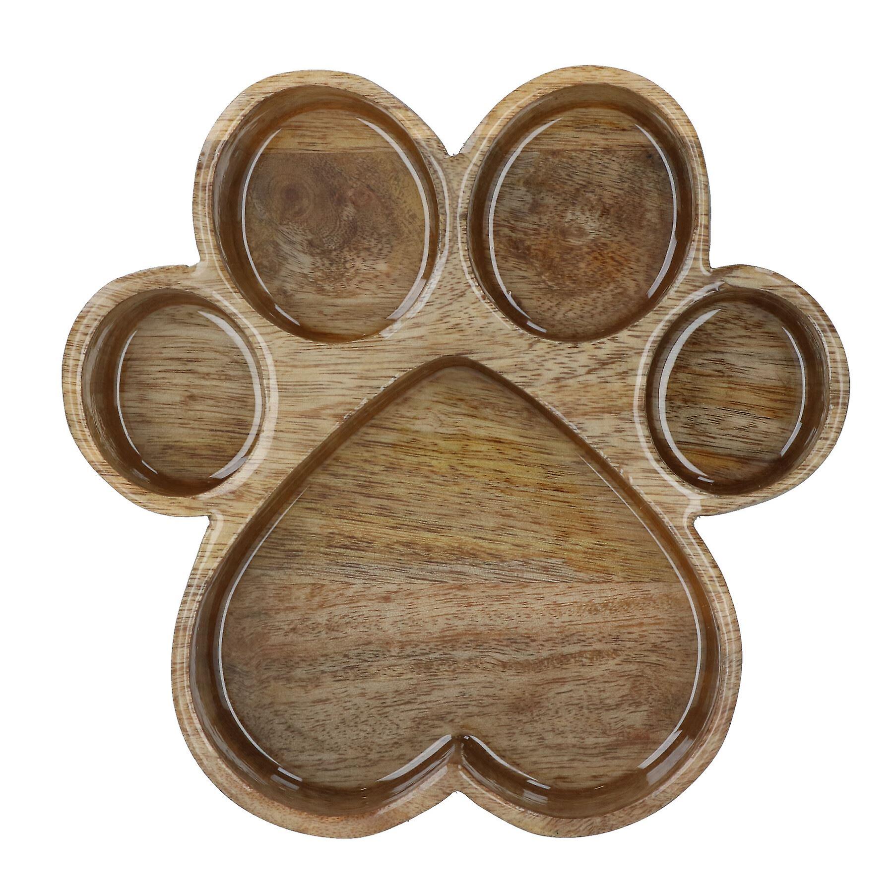 Small Wooden Paw Print Puppy Small Dog Feeding Food Water Bowl 600ml