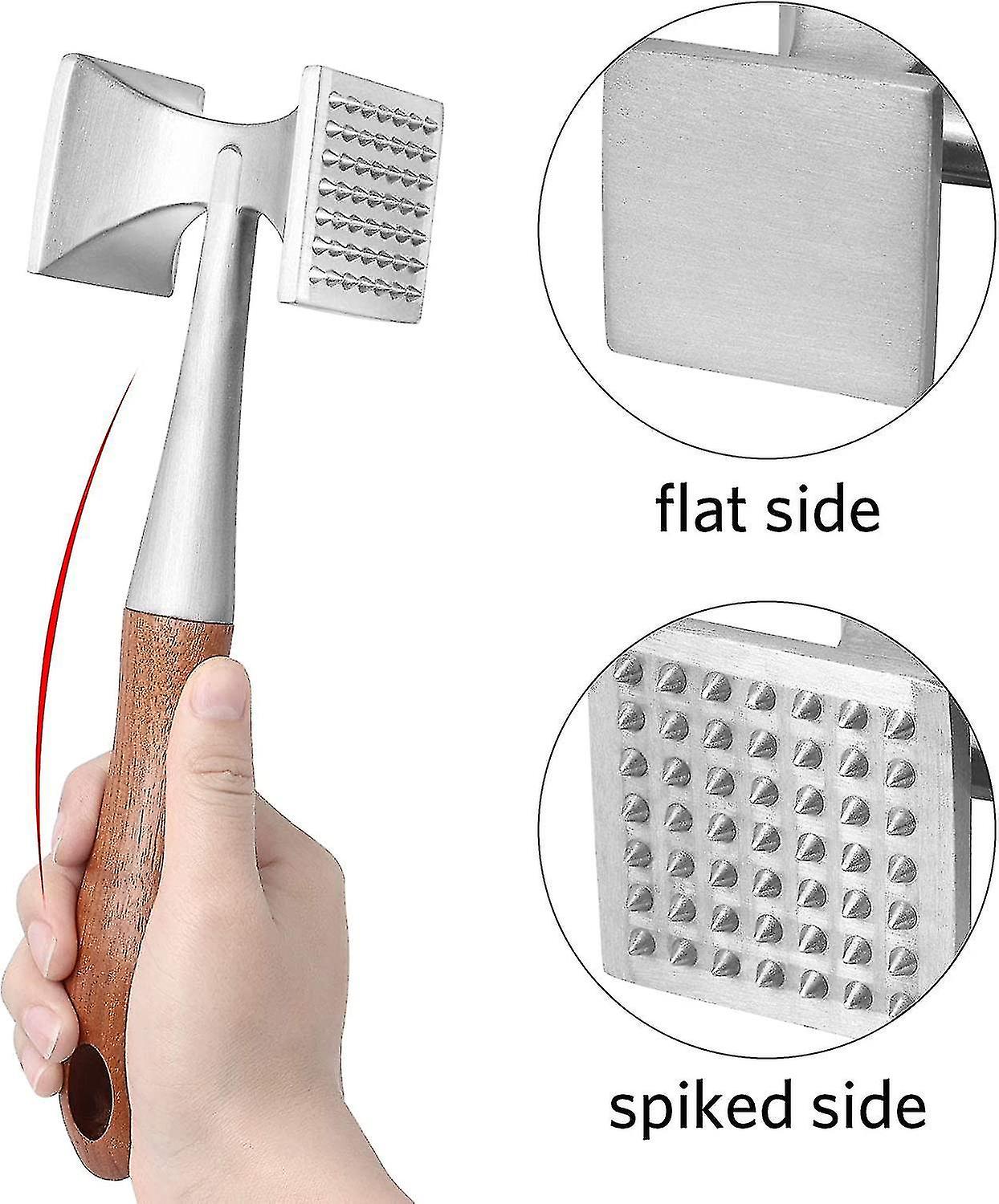 Meat Tenderizer， Meat Hammer， Heavy Duty Steak Hammer With Wooden Handle And Food-grade Zinc Alloy，