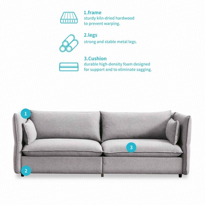 Mixoy Living Room Sofa Couch Set Upholstered Sofa with Adjustable Armrests and Backrest Minimalist Sleeper Sofas and Couches