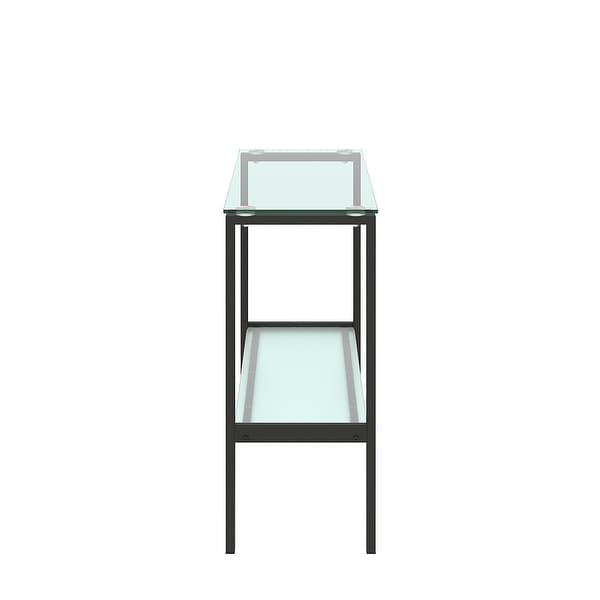 Console Table Double Layer Tempered Glass Tea Table