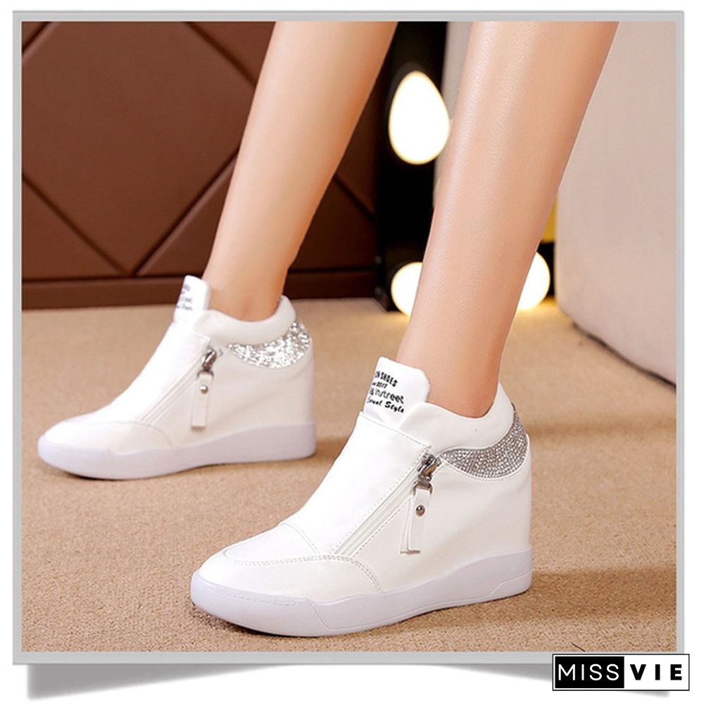 New Fashion High Quality Women's Small White Shoes High Heels Sneaker Sports Platform Shoes