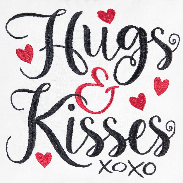 X 10 quot Hugs amp Kisses Embroidered Valentine x27 s Day Petite Size Accent Throw Pillow