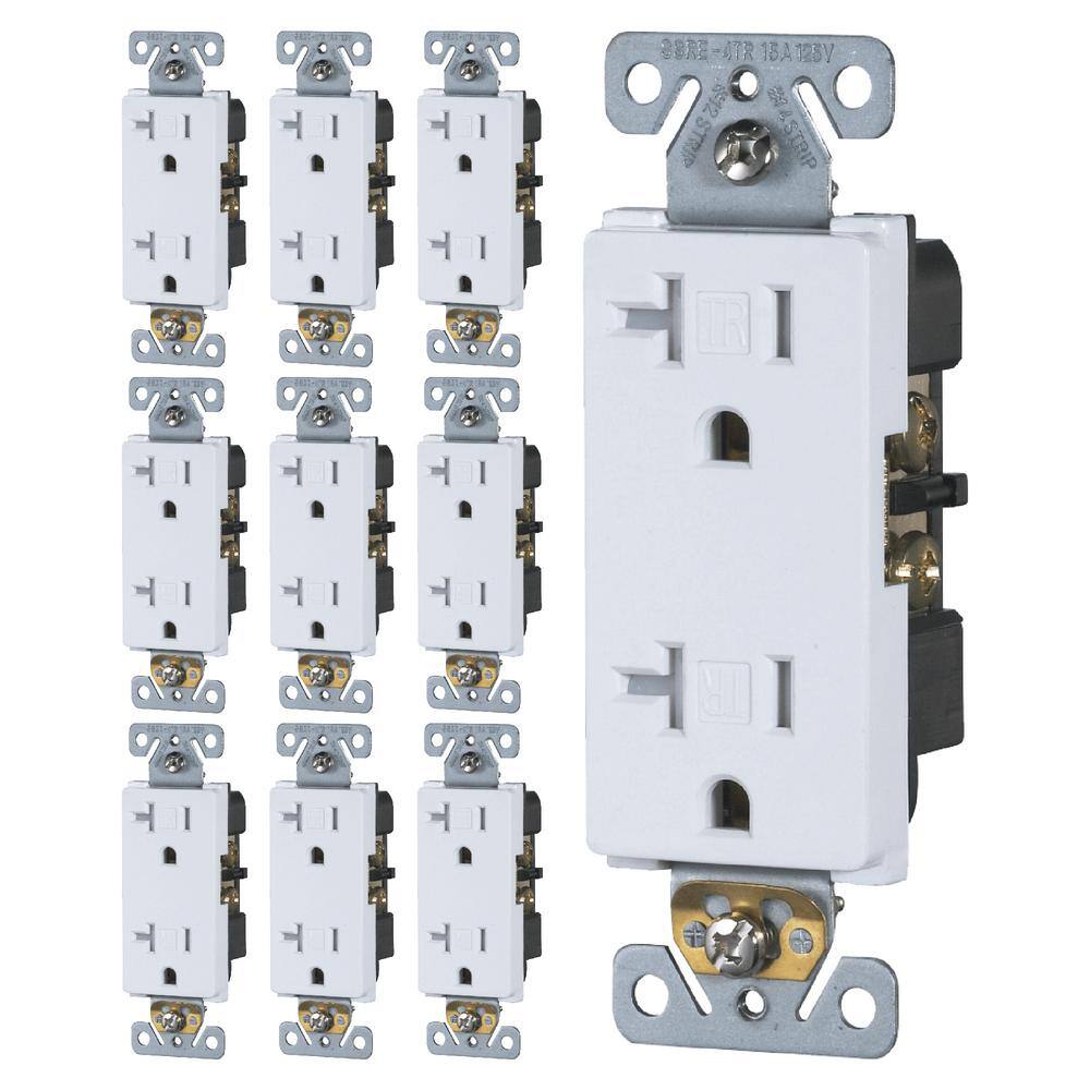 Faith Decorator Receptacle 20 Amp 125-Volt Tamper-Resistant NEMA5-20R Commercial Grade Duplex Outlet White (10-Pack) SSRE4TR-WH-10