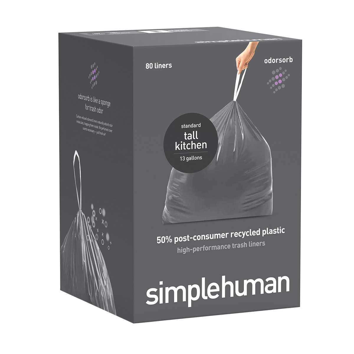 simplehuman 13 gal odorsorb Tall Kitchen Trash Bags