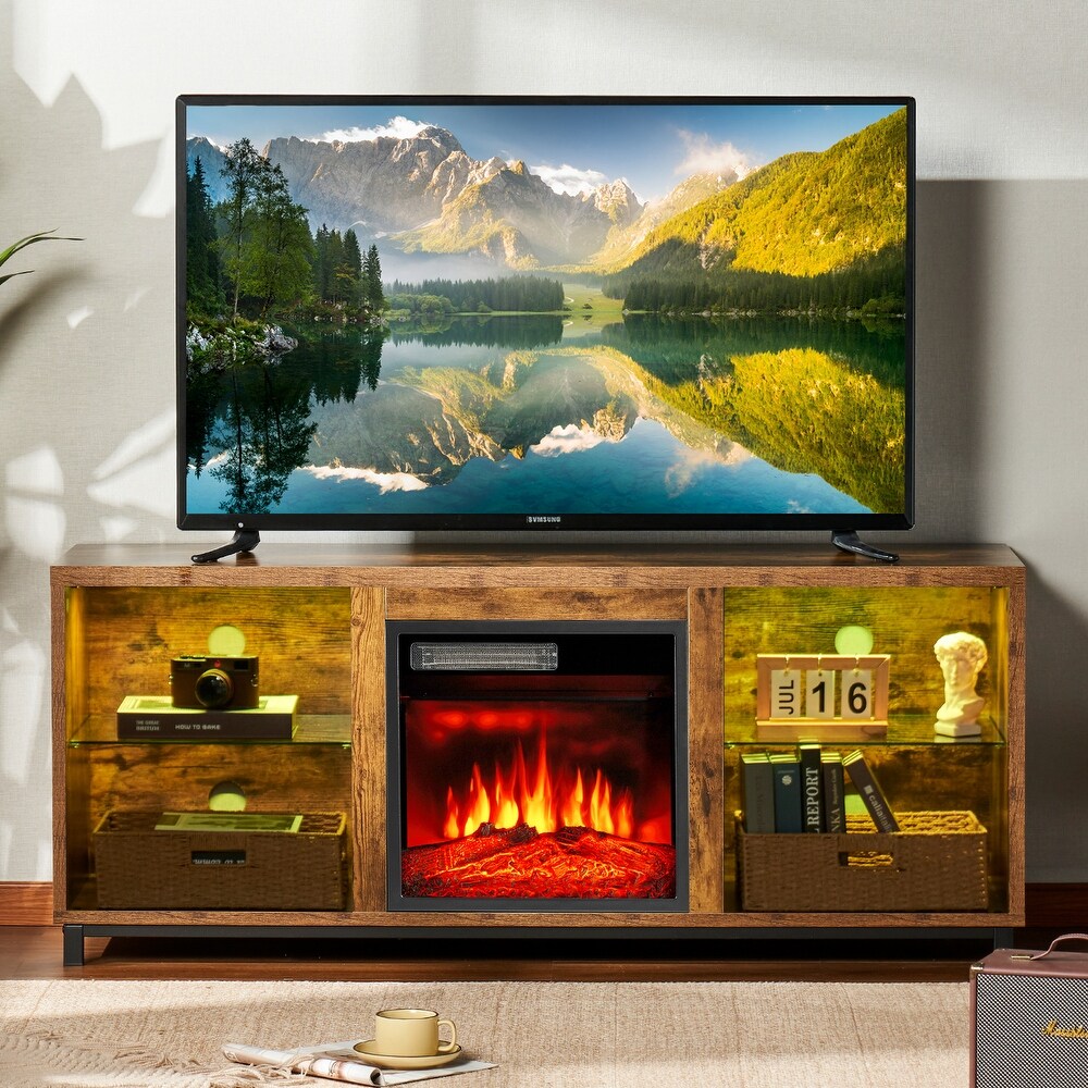 58 Inch Electric Fireplace TV Stand with an 18\