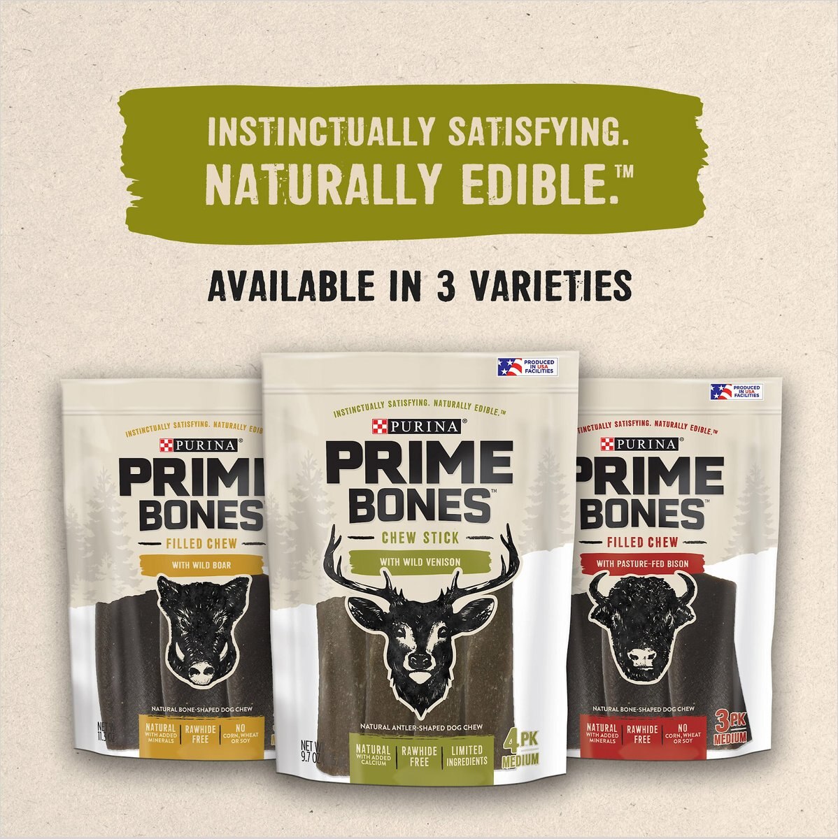 Prime Bones Natural Small Chew Stick with Wild Venison Dog Treat