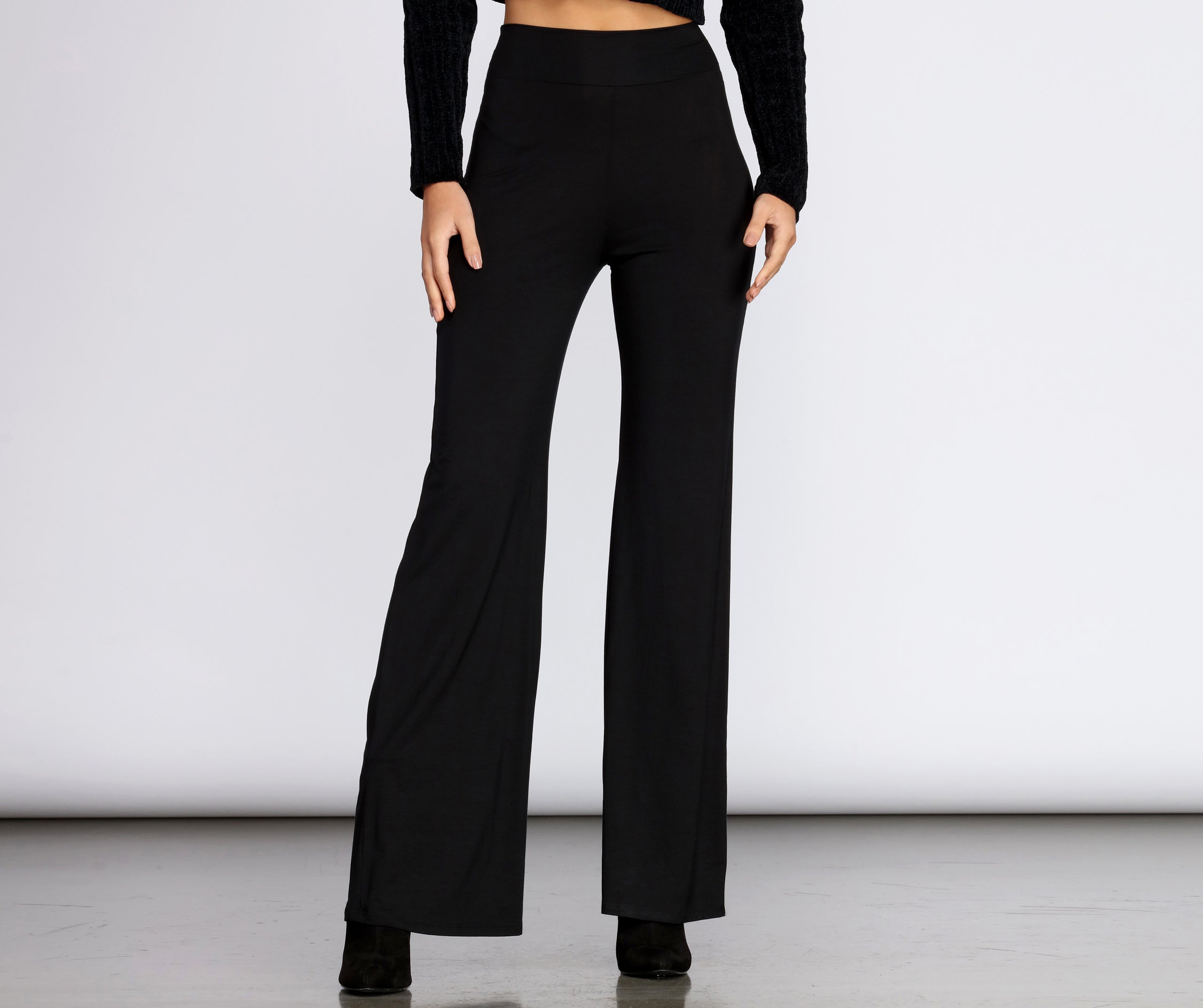 Basic Wide Leg Stretch Pants