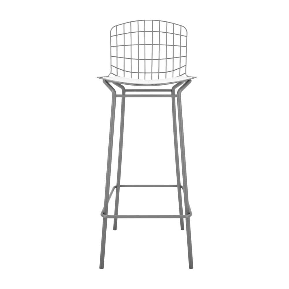 Manhattan Comfort Madeline Charcoal Grey and White Bar Stool (Set of 2) 2-198AMC8