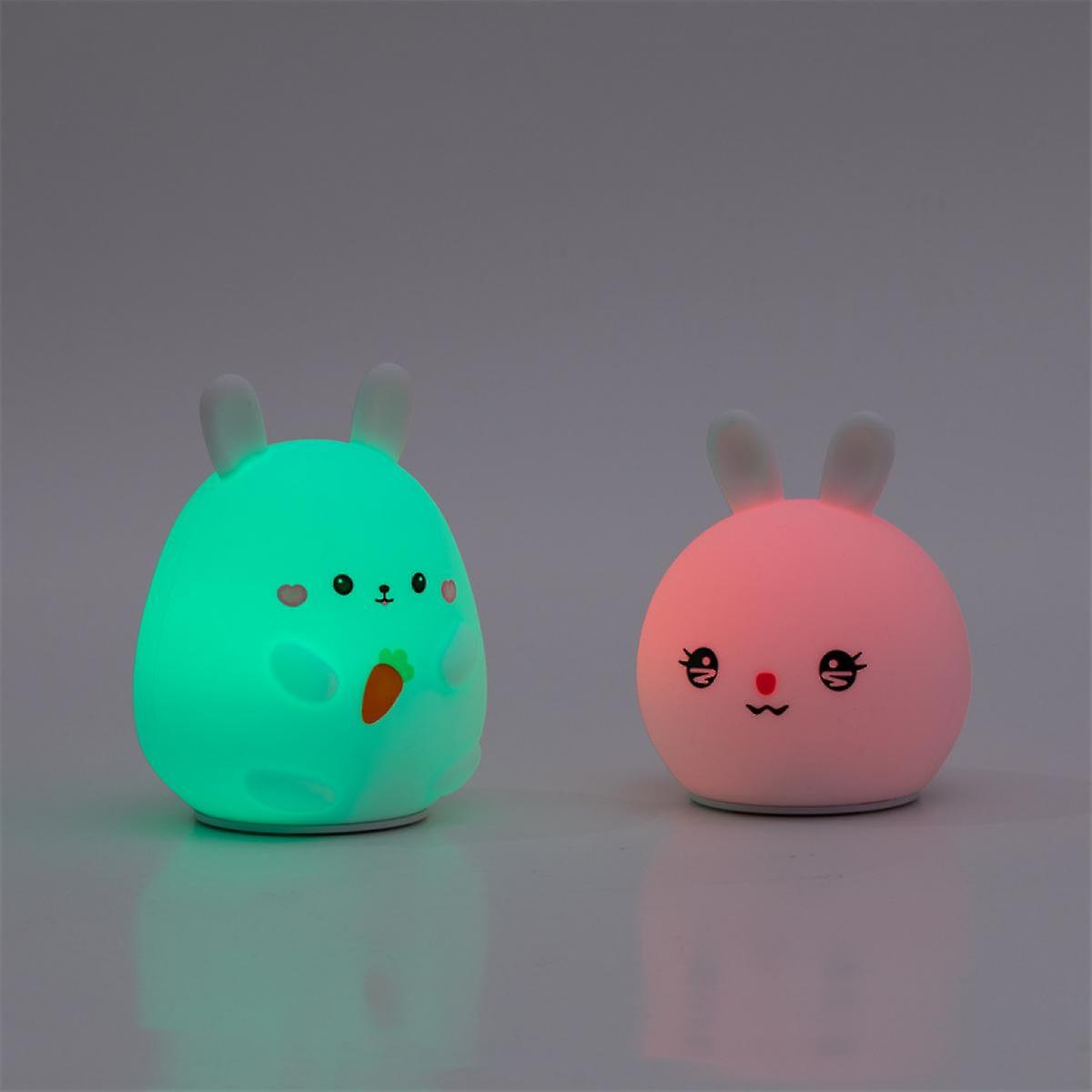 Cute Rabbit Kids Night Light Birthday Gift Night Light Portable Silicone Night Light(2pcs)