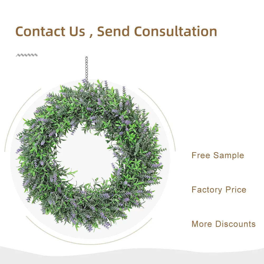 Hh 67 Garden Supplies Lavender Garland Artificial Green Plant PE Leaf Decorative Wreath for Door