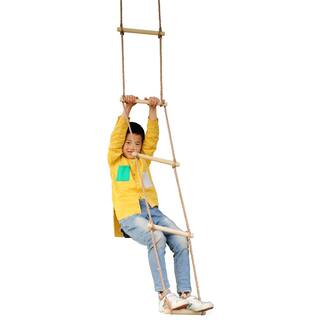 PLAYBERG 5-Step Climbing Wooden Rope Ladder Specialty Swing QI003373