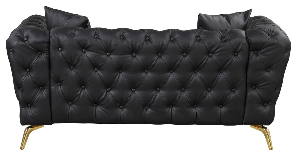 Gewnee 65.5 quotModern Sofa Couch PU Upholstered Loveseat Sofa in Black   Midcentury   Loveseats   by GEWNEE INC  Houzz