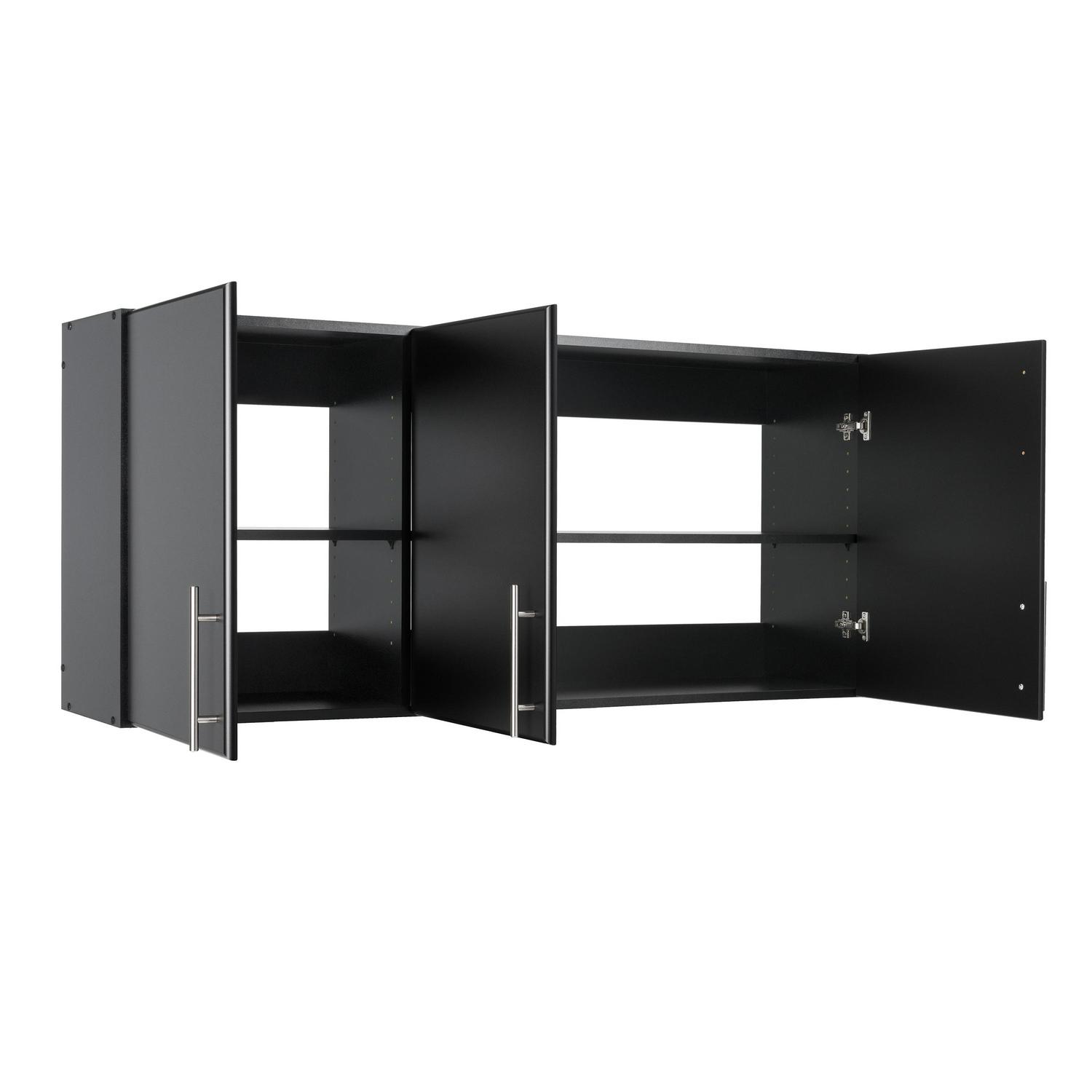 Prepac 2-Shelf and 3-Door Wall Cabinet， Black