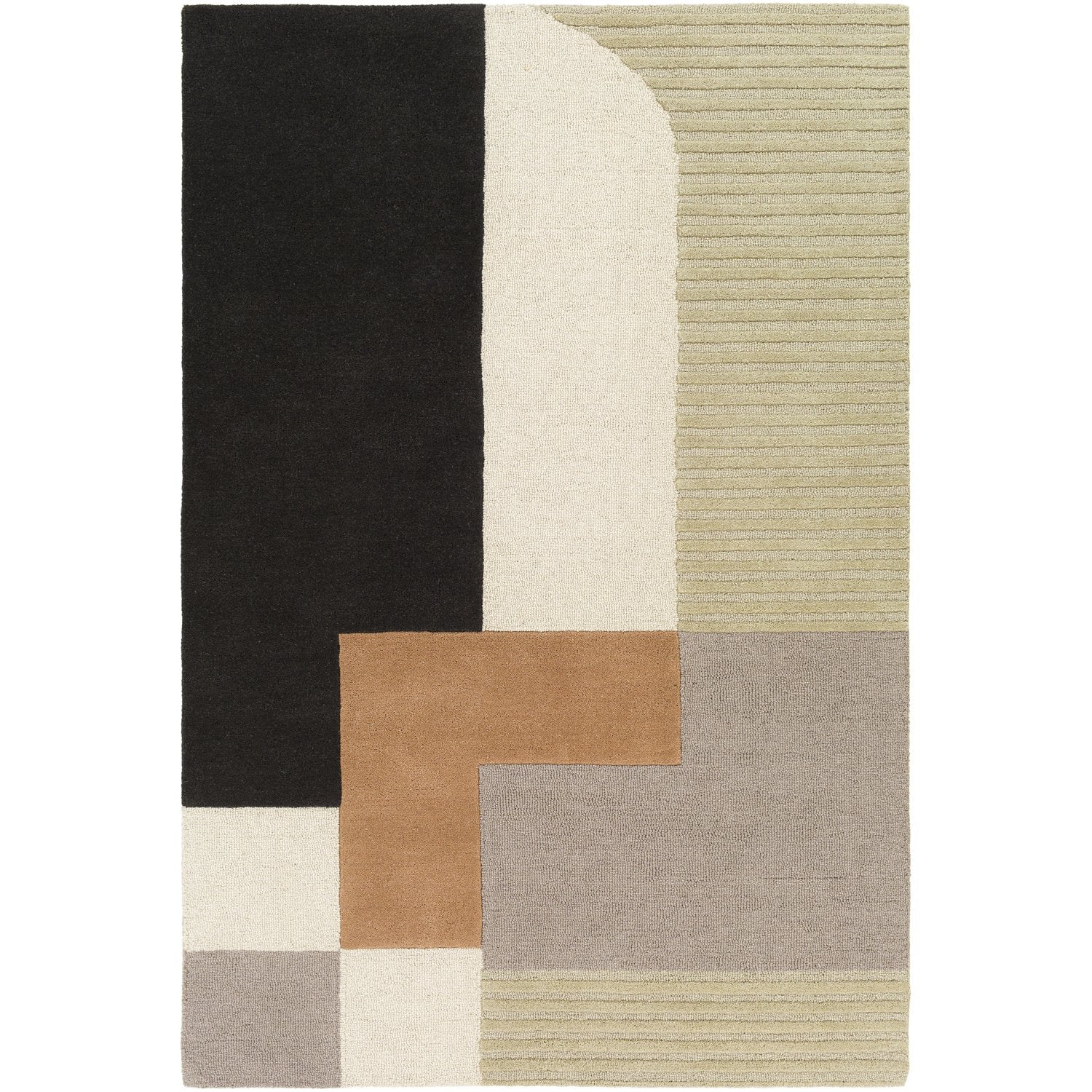 Emma Hand Tufted Rug in Khaki, Taupe, Charcoal, Camel