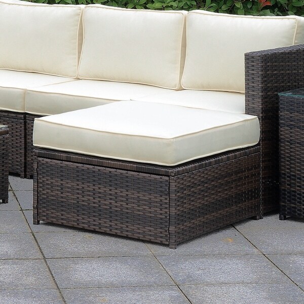 Fene Contemporary Brown Wicker Patio Ottoman by Furniture of America