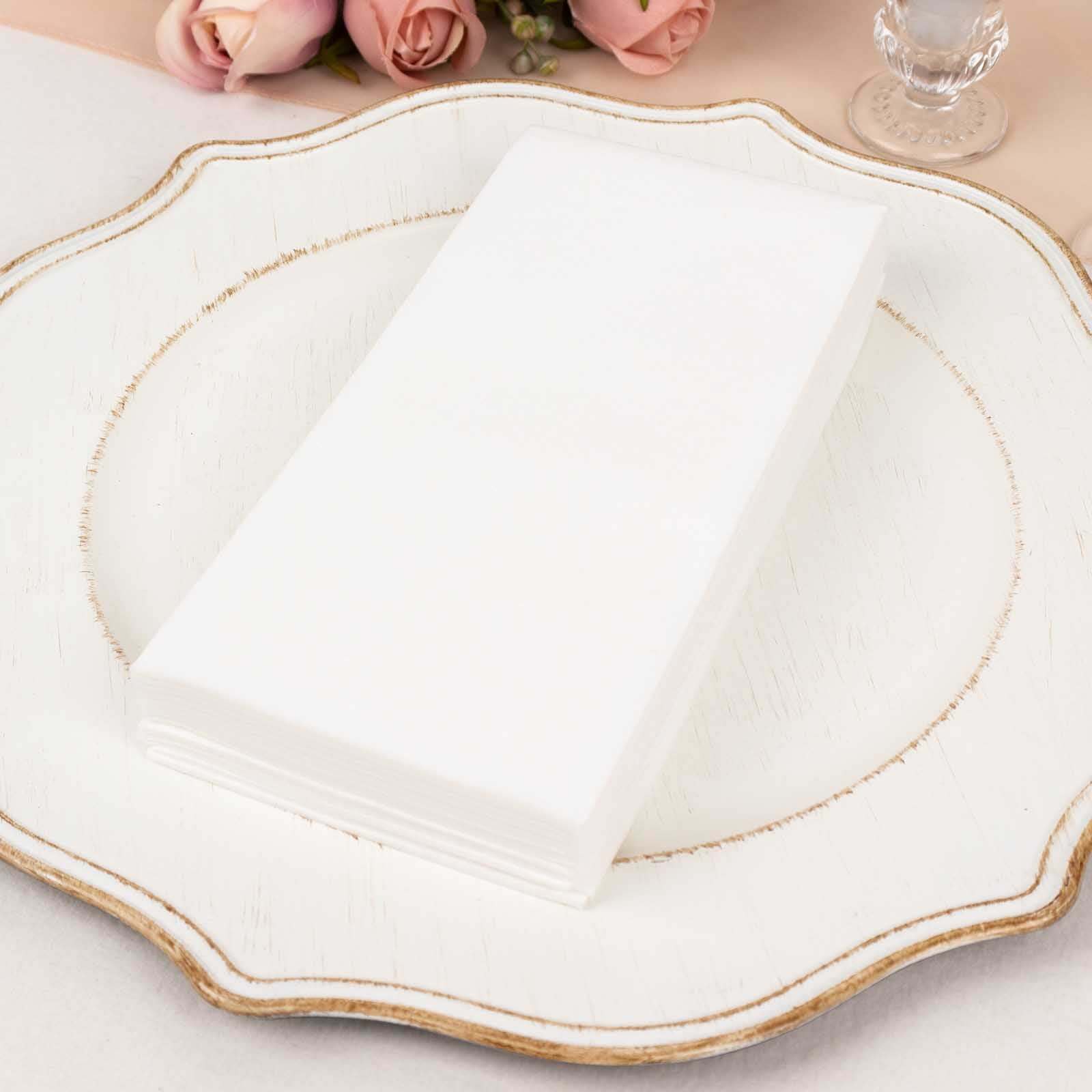 20 Pack White Soft Linen-Feel Airlaid Paper Party Napkins, Highly Absorbent Disposable Dinner Napkins