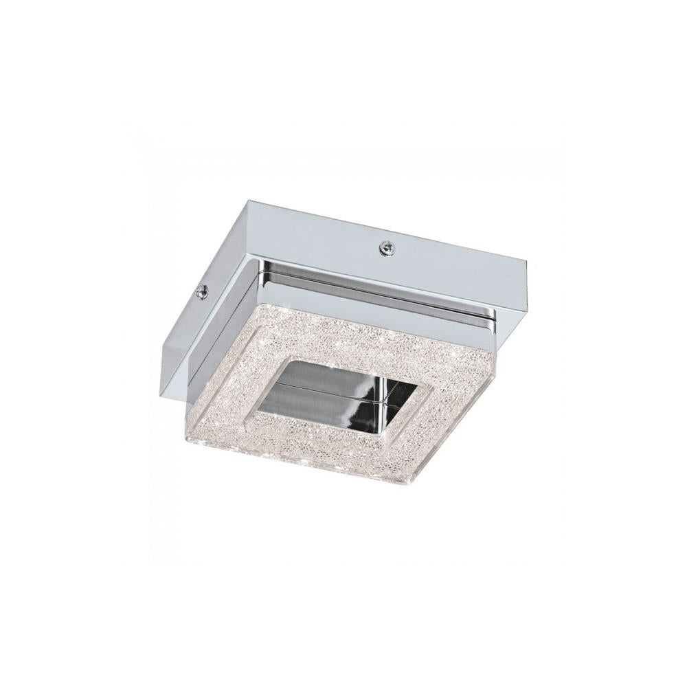 Eglo 95655 Fradelo LED Polished Chrome & Crystal Modern Square Flush 140mm