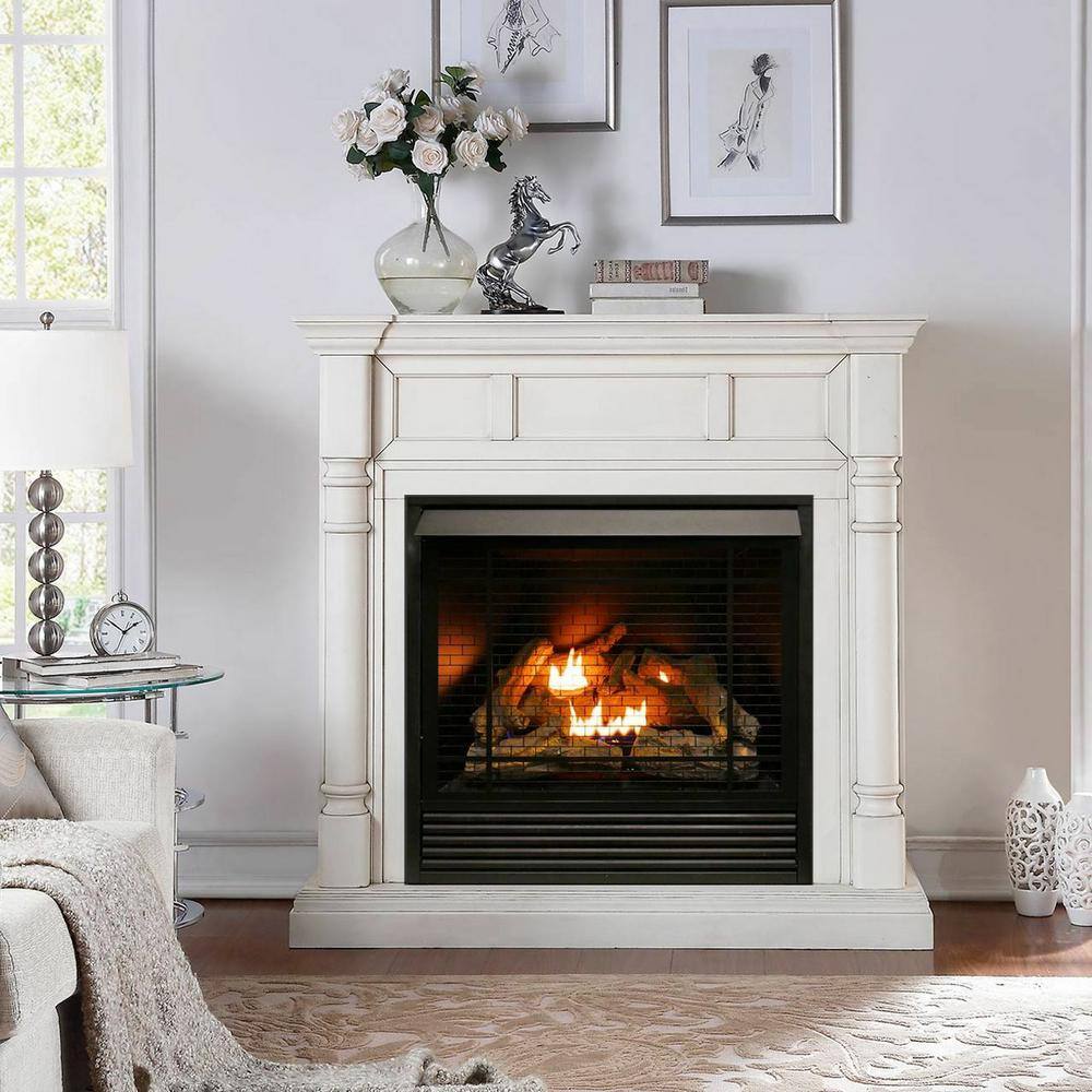 Duluth Forge FDI32R-M-AW Full Size Dual Fuel Ventless Fireplace - 32000 BTU Remote Control Antique White Finish 179200