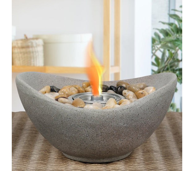 Aoodor Portable Concrete Fire Pit Indoor outdoor Tabletop Fireplace For Balcony Patio Decor