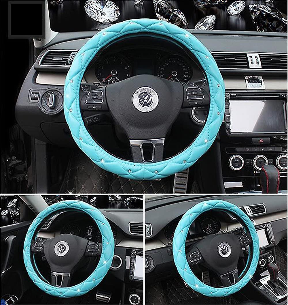 Comfort Leather Auto Car Steering Wheel Wrap Cover，anti Slip Universal 15 Inch，blue