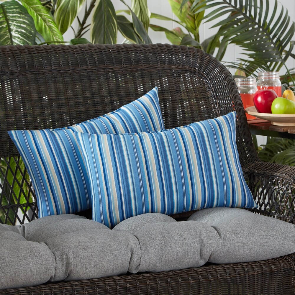 Greendale Coastal Stripe Outdoor Accent Pillow (Set of 2)   19 W x 12 H