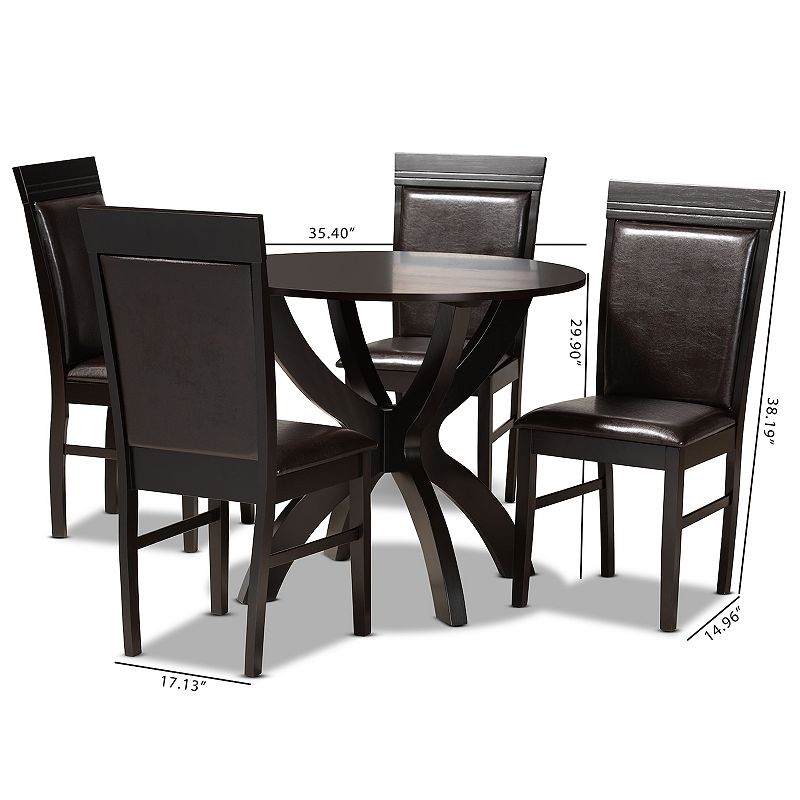 Baxton Studio Ancel Dark Brown 5-Piece Dining Set