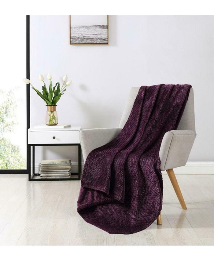 Kate Aurora Ultra Soft and Plush Herringbone Fleece Throw Blanket Covers 50x60