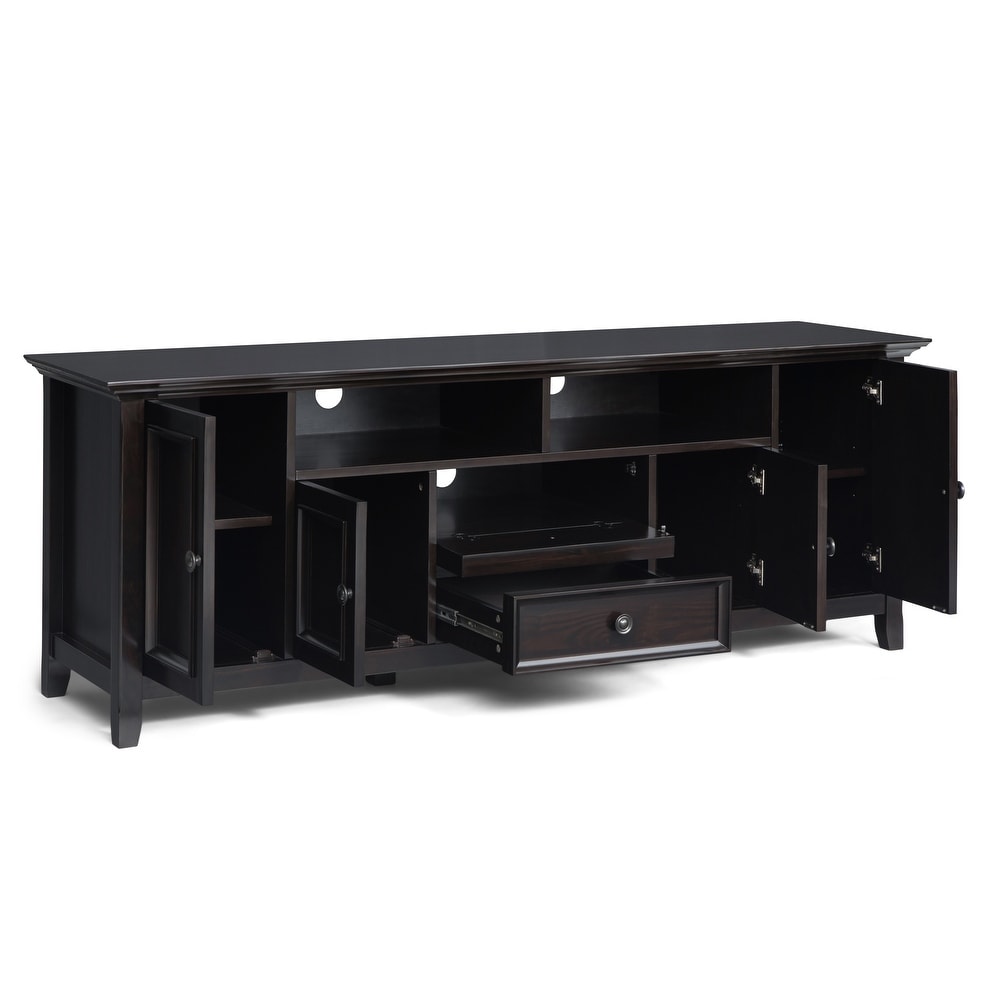 WYNDENHALL Halifax SOLID WOOD 72 inch Wide Transitional TV Media Stand For TVs up to 80 inches   72\