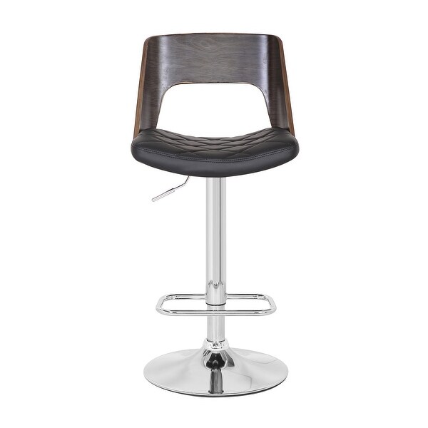 Bentwood Contemporary Modern Stylish Wood Back Adjustable Swivel Bar Stool with Diamond Quilted Finish Curved Seat