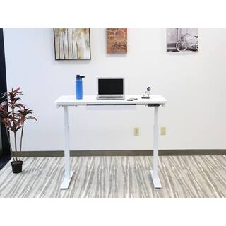 Motionwise 48 in. Rectangular White 1 Drawer Standing Desk with Adjustable Height Feature SDG48W