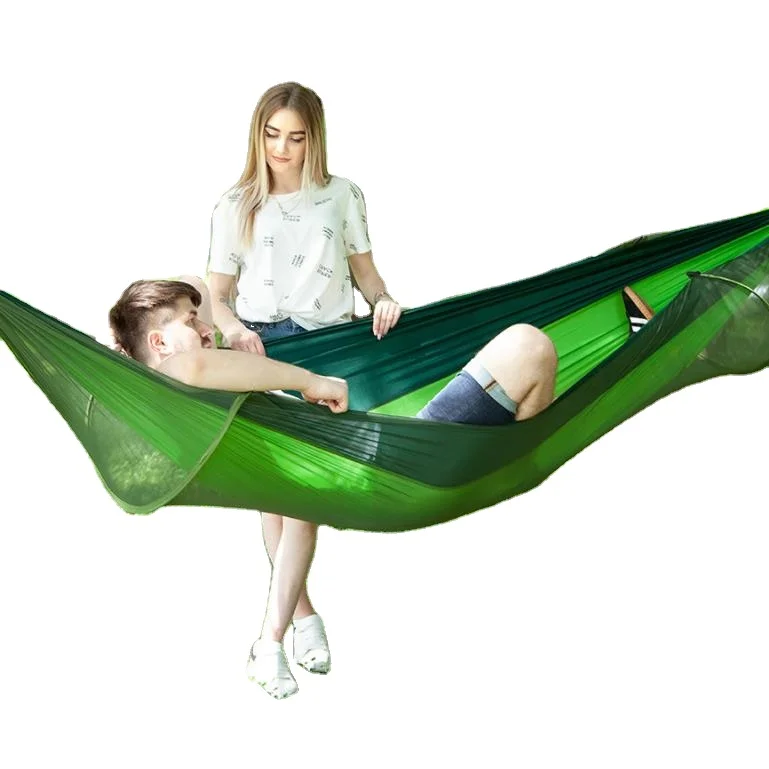 210T Portable 2 Person Outdoor Parachute Nylon camping Hammock With Mosquito Net