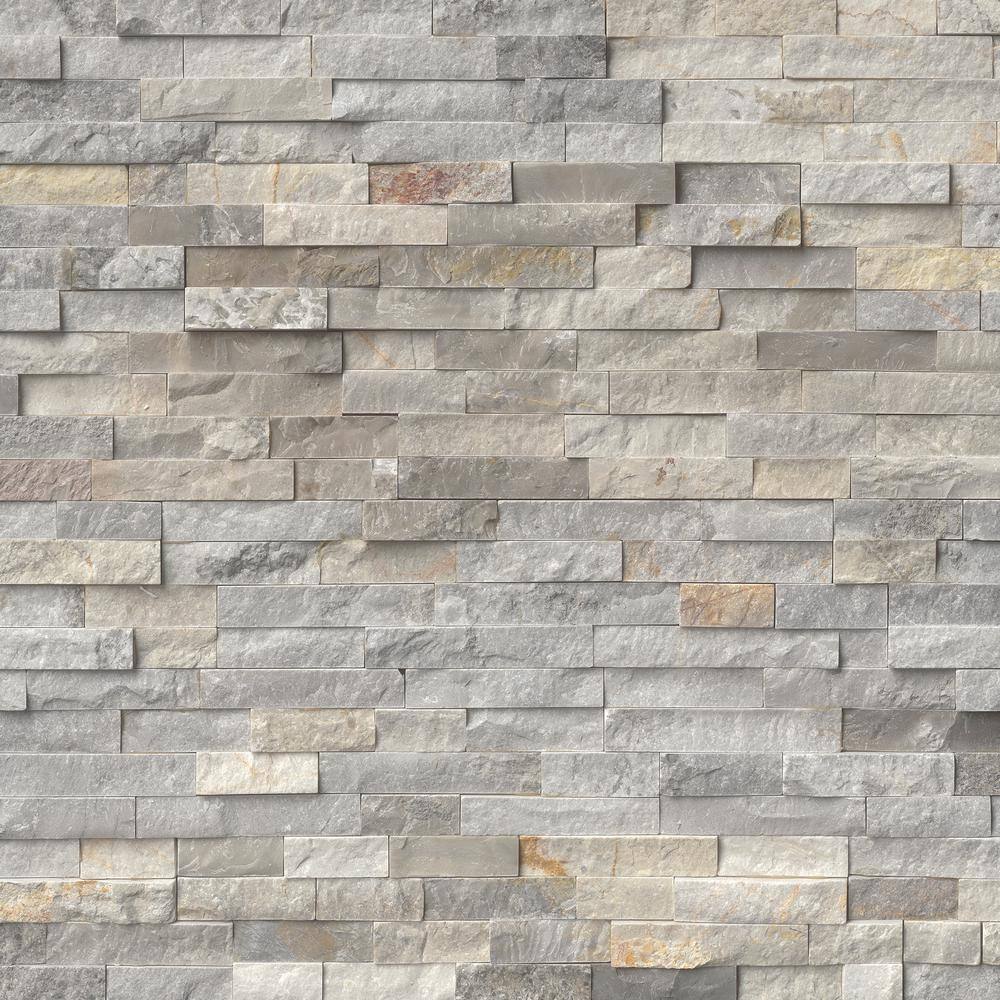 MSI Sunset Silver Ledger Panel 6 in. x 24 in. Textured Quartz Wall Tile (6 sq. ft.Case) LPNLQSUNSIL624C