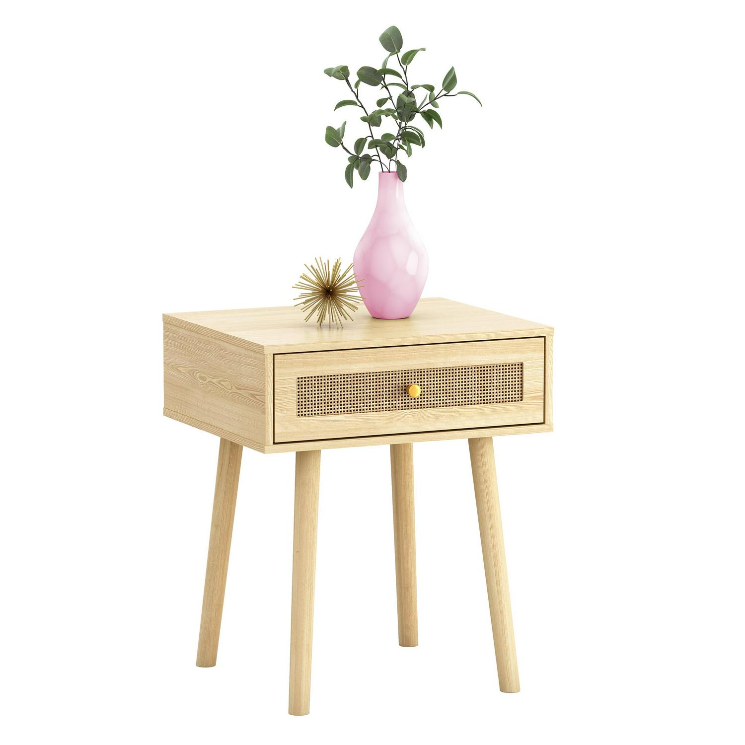 Atlantic Loft and Luv Coda Rattan End Table with Drawer Natural  Crowdfused