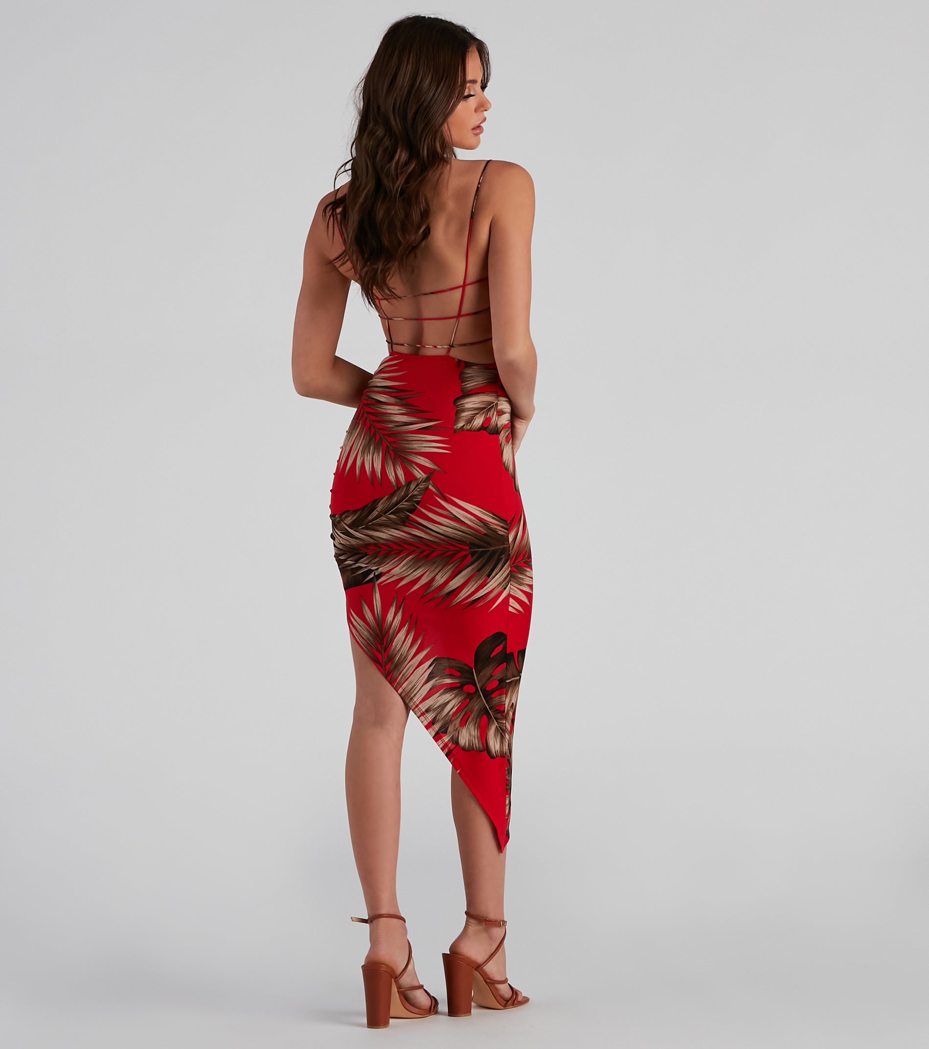 Island Palms Strappy Midi Dress