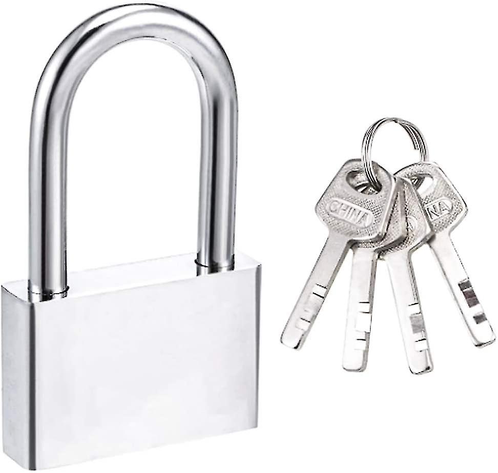 50mm Padlock 4 Key Padlock，hardened Steel Case， 8mm Diameter Long Shackle，waterproof Exterior Padlock