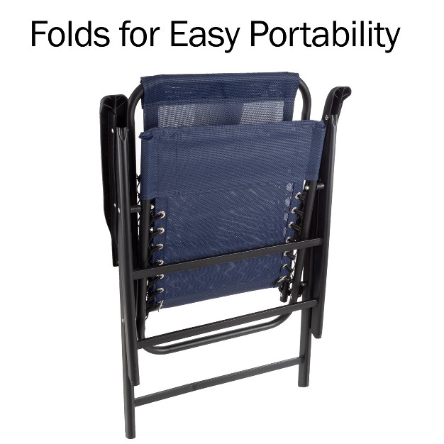 Pure Garden Folding Lounge Chairs Portable Camping Or Lawn Chairs Navy Set Of 2