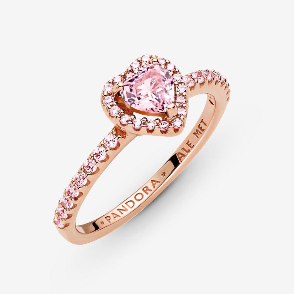 PANDORA  Sparkling Elevated Heart Ring - Pink