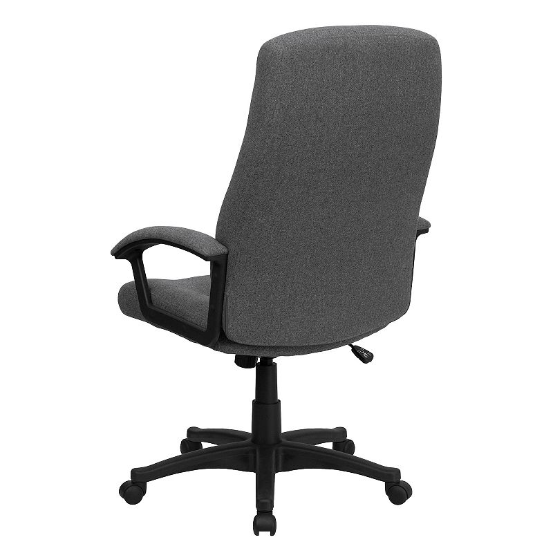 Emma and Oliver High Back Gray Fabric Swivel Office Chair with Two Line Stitch Back