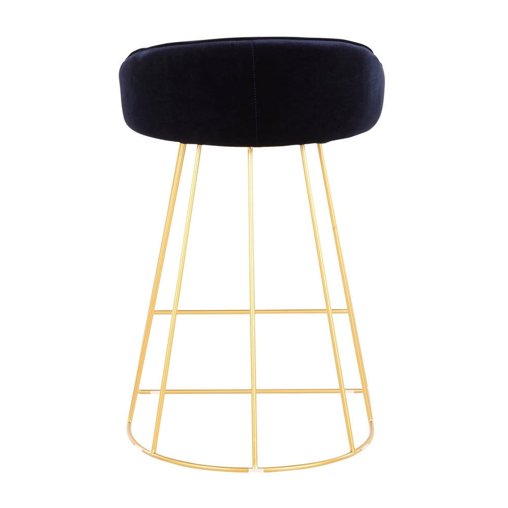 Velvet Contemporary Counter Stool with Metal Legs  Set of 2