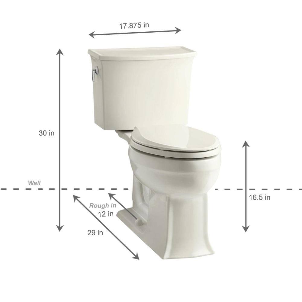 KOHLER Archer Comfort Height 2-piece 1.28 GPF Single Flush Elongated Toilet with AquaPiston Flushing Technology in Biscuit K-3551-96