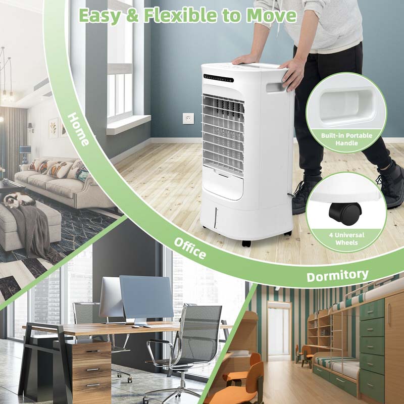 4-in-1 Portable Evaporative Air Cooler Fan Humidifier Purifier with Remote, Timer, 3 Wind Modes, 10L Water Tank