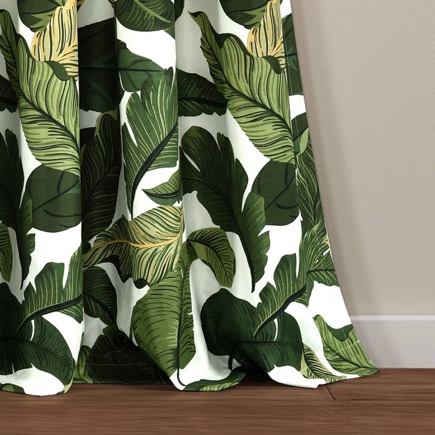 Set Of 2 Tropical Paradise Window Curtain Panels Green Lush D cor