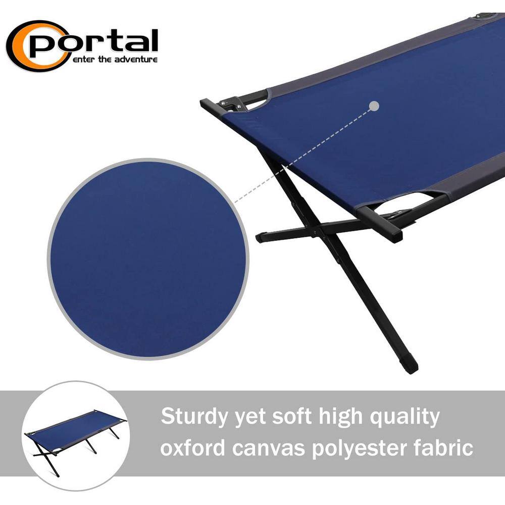 Portal 83 in. Steel Blue Folding XL Camping Cot PR-BD630-82701L-BL