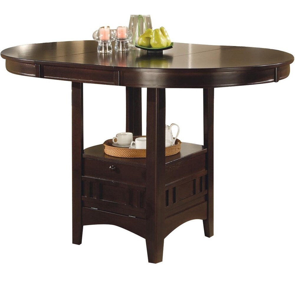 Espresso Extendable Counter Hight Dining Table with Storage Base