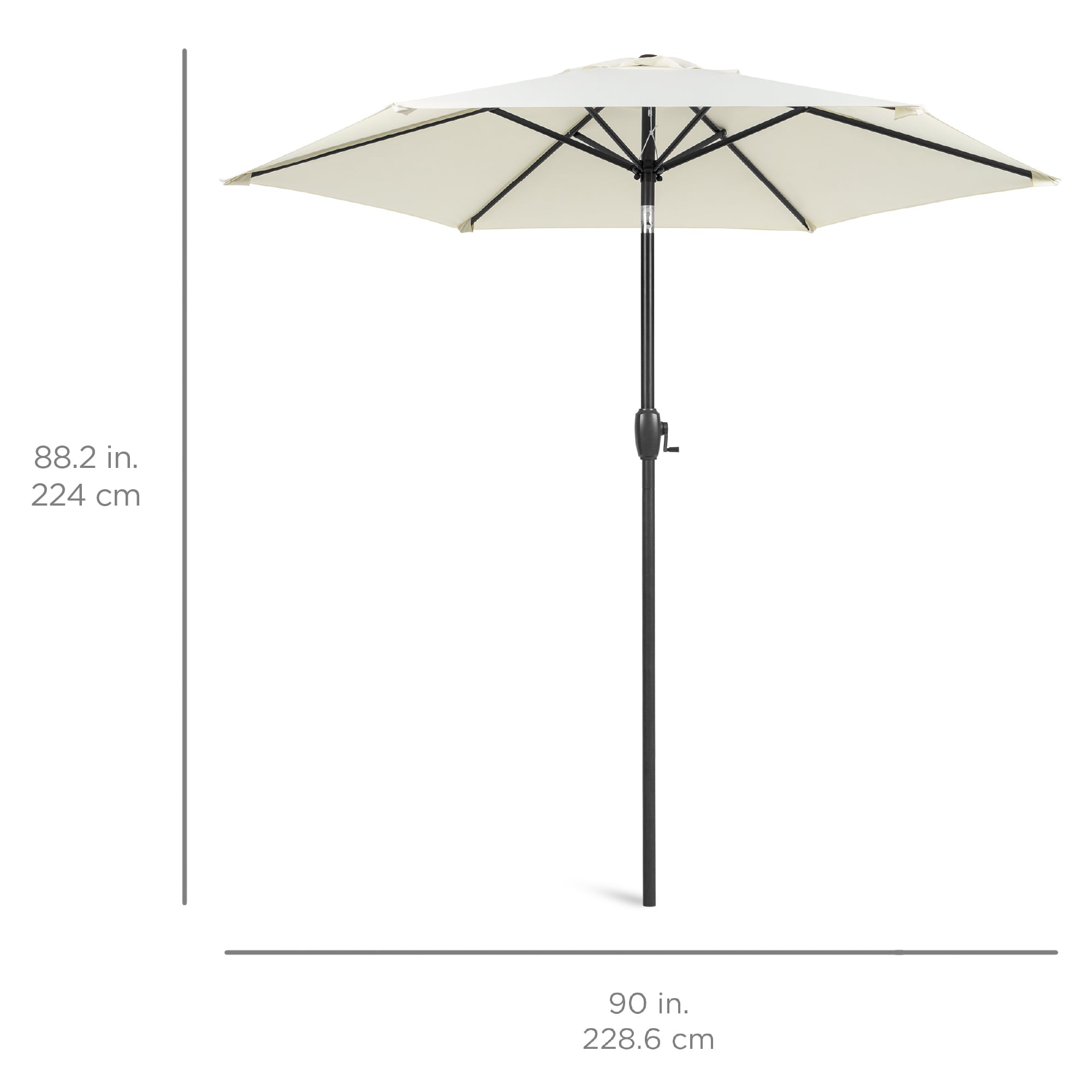 Best Choice Products 7.5ft Heavy-Duty Outdoor Market Patio Umbrella w/ Push Button Tilt, Easy Crank Lift - Cream