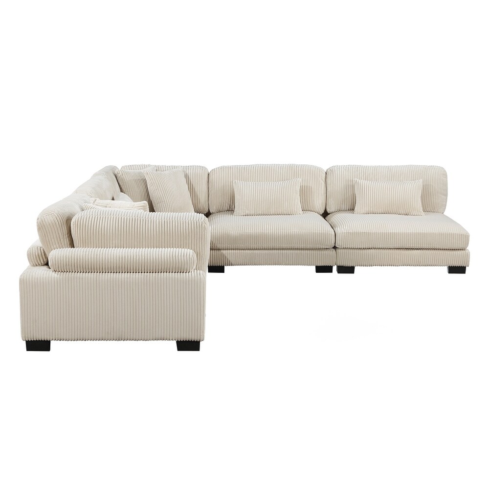 Braidy Corduroy 5 Piece Modular Sectional Sofa