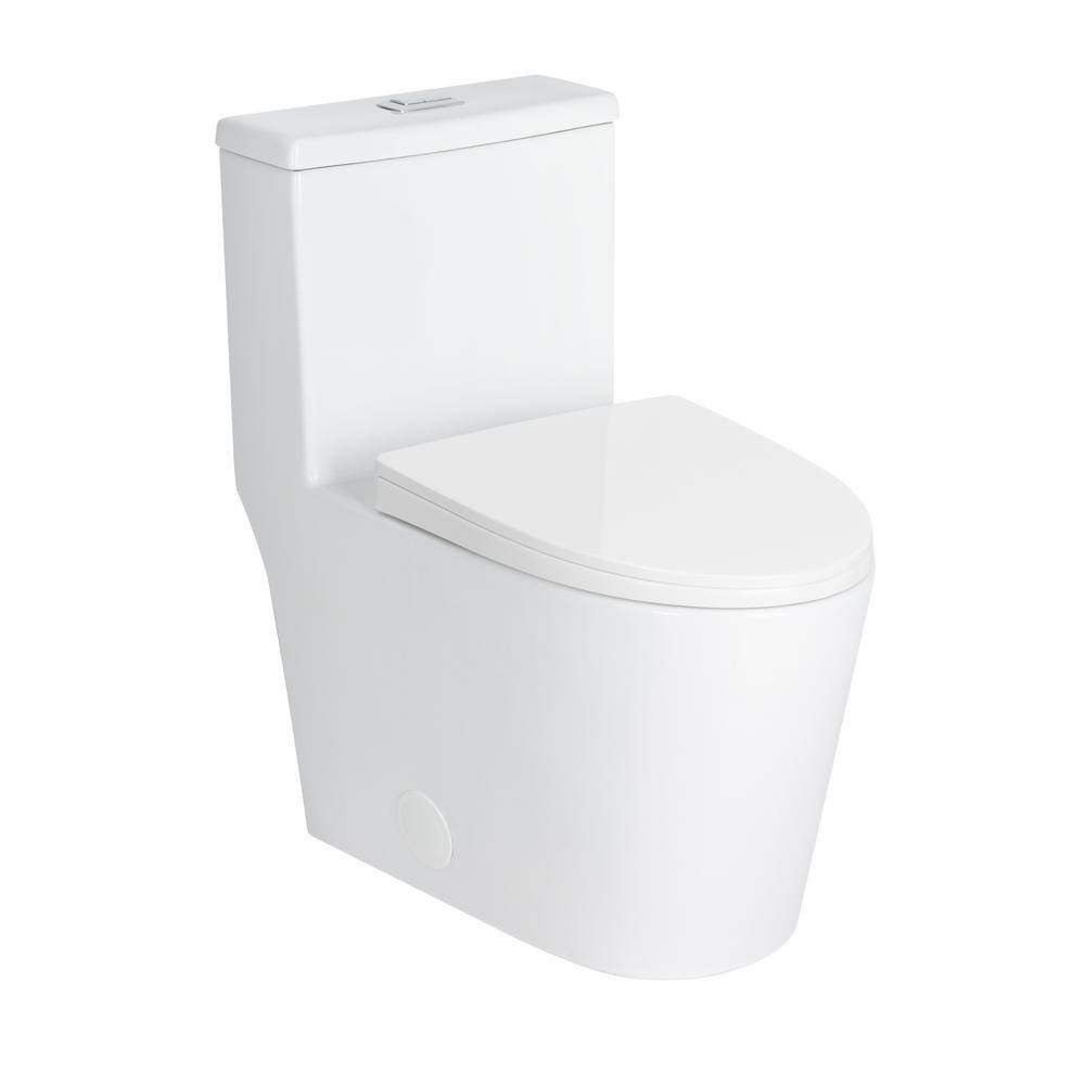 Casta Diva Rough in 12 in. 1-Piece Toilet 0.9 GPF1.28GPF Dual Flush Elongated Skirted Toilet in White Seat Included CD-T001