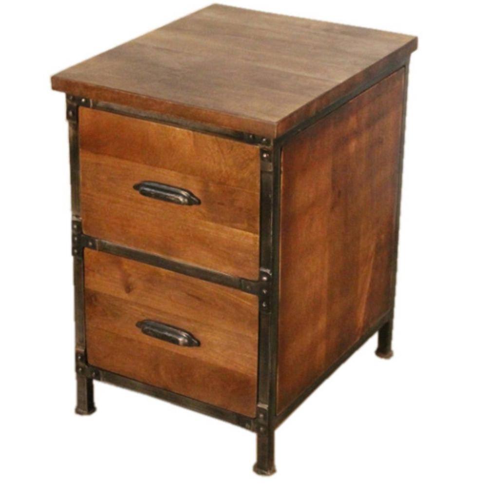 Rustic 2-Drawer Brown Filing Cabinet BRA47